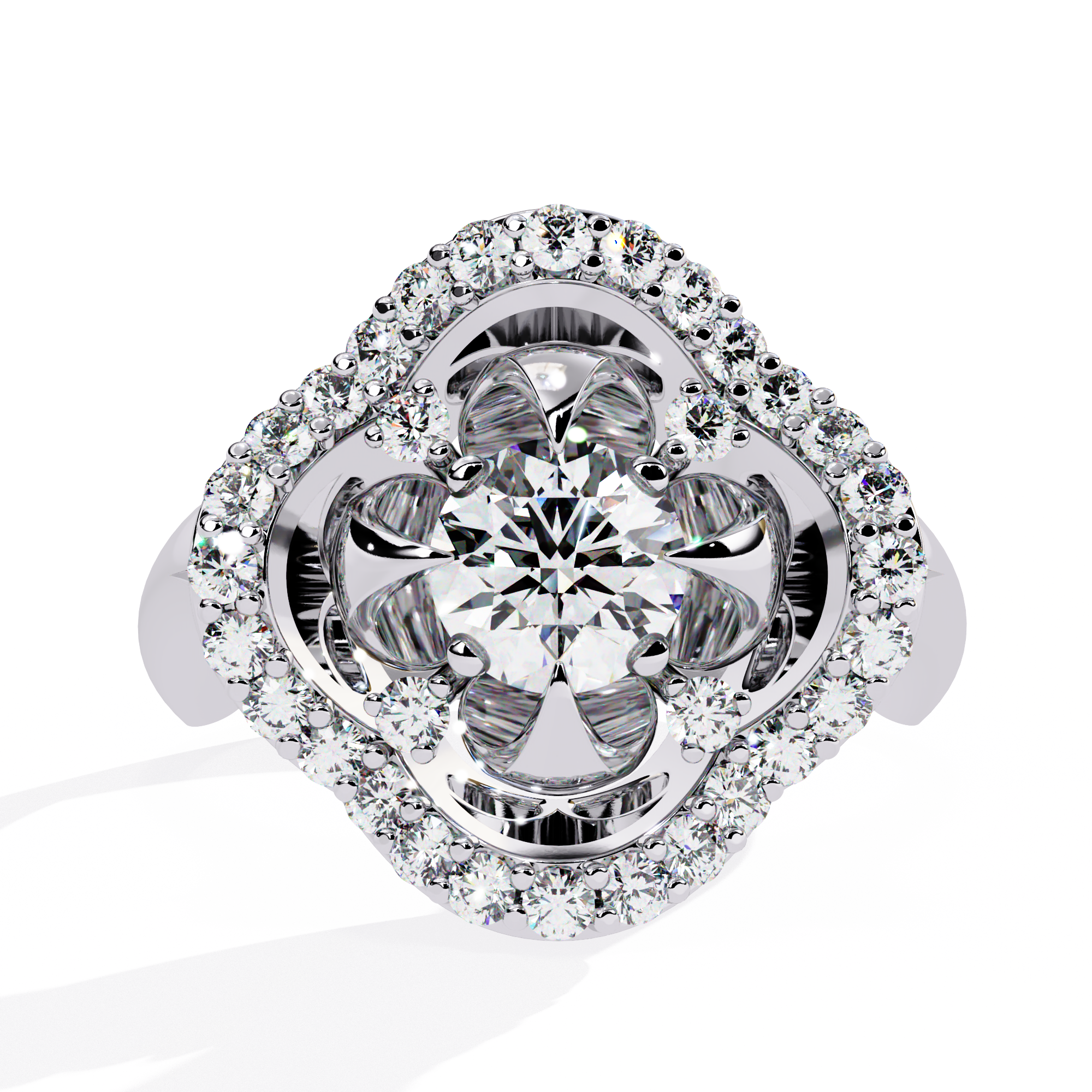 Solitairekart 0.81ct Floral Halo Diamond Ring-HI Color, VS-SI Clarity